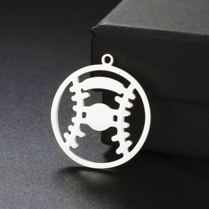 Stainless Steel Baseball Pendant Hollow Out Sports Charm For DIY Jewelry Making Necklaces Keychains Clothing Accessories