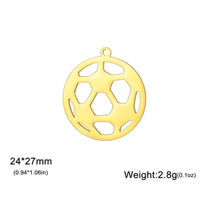 Hollow-out gold soccer ball pendant made of stainless steel with 24x27mm size details