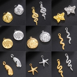 DIY stainless steel charms in butterfly snake and feather shapes for jewelry making