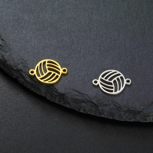 Hollow volleyball connector pendant in gold and silver finish for DIY jewelry making