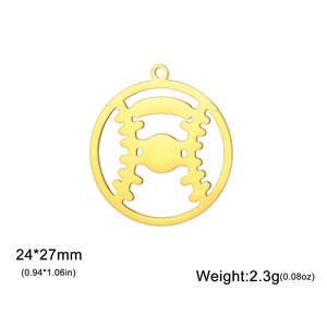 Golden stainless steel baseball pendant with hollow geometric stitch pattern and hook