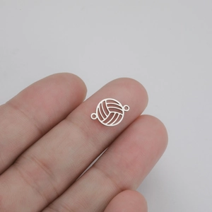 Hollow volleyball stainless steel charm connector for DIY jewelry necklaces and bracelets