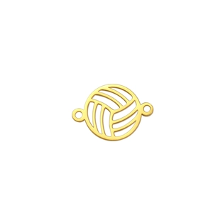 Detailed view of hollow volleyball charm connector in gold polished stainless steel