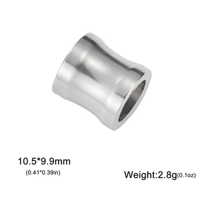 Polierte Edelstahl-Zylinderperle für DIY-Schmuckherstellung Größe 10,5x9,9 mm