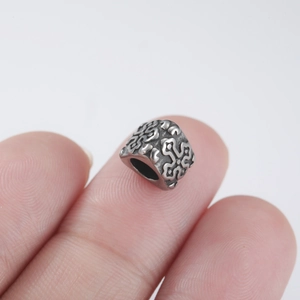 Vintage stainless steel cheese triangle spacer bead with embossed cross pattern for DIY jewelry