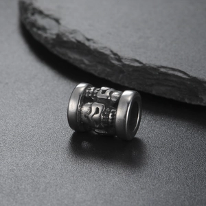 Vintage stainless steel skull bead for DIY bracelets and paracord punk jewelry