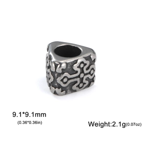 Retro stainless steel cheese triangle pendant bead with cross relief and dimensions
