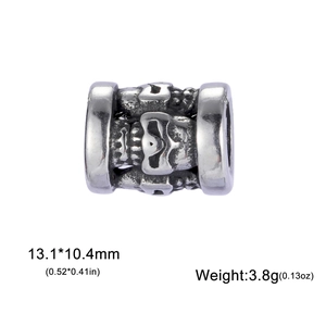 Vintage stainless steel skull bead charm for DIY necklaces or bracelets 13.1x10.4mm