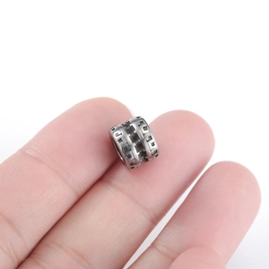 Perle d'espacement rétro en acier inoxydable à motif géométrique pour bijoux DIY