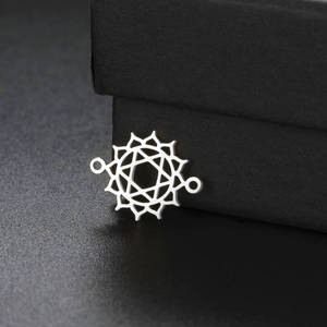 Polished stainless steel twelve-petal lotus flower pendant with dual holes for DIY jewelry