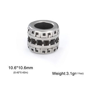 Perle de roue en acier inoxydable avec motif grec pour colliers et bijoux DIY