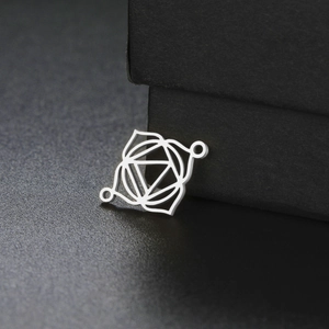Silver stainless steel Muladhara chakra charm with geometric cutout for DIY jewelry