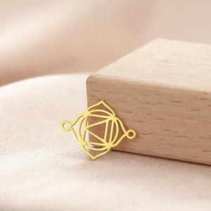 Golden mandala chakra connector pendant in stainless steel for DIY jewelry making