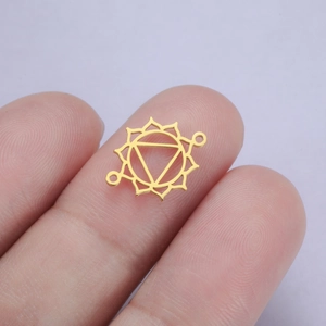 Polished gold stainless steel solar plexus chakra connector for DIY jewelry making