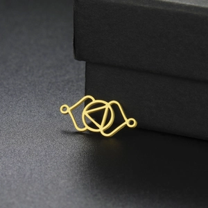 Connecteur Ajna Chakra en Acier Inoxydable Géométrique Ajouré pour Fabrication de Bijoux DIY Or Argent Double Trou Triangle Cercle Accessoire