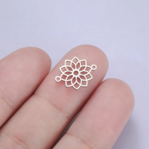 Hollow flower connector charm in stainless steel for DIY jewelry making and necklaces