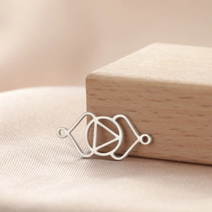 Polished stainless steel chakra geometric connector link for DIY jewelry making