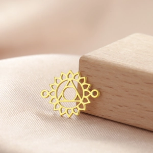 Golden titanium steel sunflower mandala pendant with triangle detail for DIY jewelry