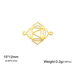 Golden titanium steel yoga chakra pendant connector for DIY jewelry, 15x12mm size