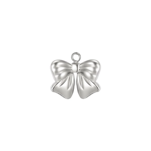 Polished stainless steel bow pendant with jump ring for DIY jewelry making