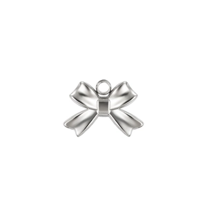 Polished silver stainless steel bow pendant with round ring for DIY jewelry making