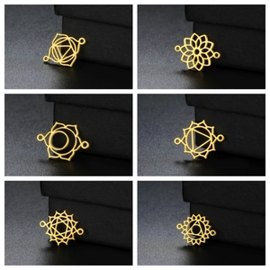 Stainless Steel Chakra Mandala Connector Charms Hollow Lotus Yoga Symbols Links For DIY Necklace Bracelet Jewelry Making