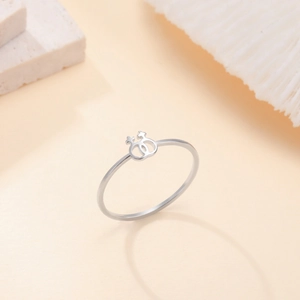 Minimalist 18K gold plated stainless steel ring with double female symbols in silver