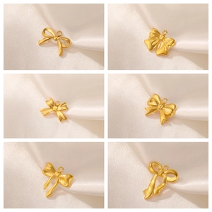 Stainless Steel Bow Knot Pendant Charm For DIY Jewelry Making Necklace Earrings Bags Decorative Accessories For Women Girl