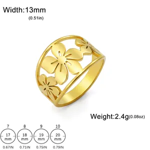 Guida alle taglie dell'anello fiore di ciliegio con larghezza 13mm e diametro interno 17-20mm