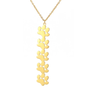 Collana minimalista in acciaio inossidabile dorato con cinque ciondoli a forma di zampa di gatto