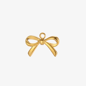 Polished golden stainless steel bow pendant accessory for DIY jewelry making