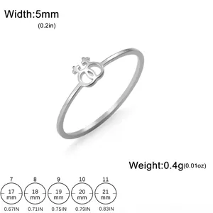 Sizing guide for 18K gold plated stainless steel ring featuring female symbol icons