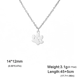 Collana con ciondolo zampa di gatto in acciaio lucido per uomo e donna, catena 45 più 5cm