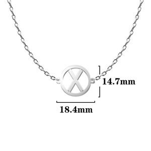 Silver Viking Norse rune pendant necklace with X initial carving and stainless steel chain