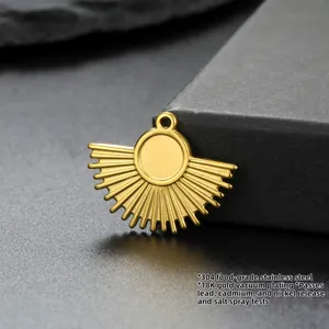 Fächerförmiger Anhänger aus 18K vergoldetem 304 Edelstahl für DIY-Schmuckherstellung