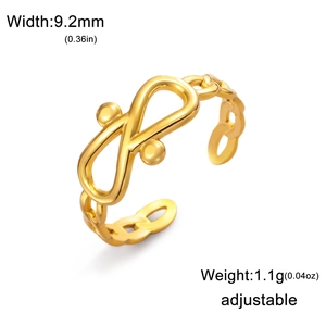 18K vergoldeter Edelstahl Unendlichkeit Knoten Ring verstellbar für Damen 9,2mm