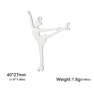 Detailed view of silver-tone roller skate charm with 40x27mm size and weight specs