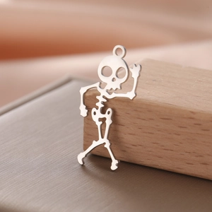 Polished stainless steel skeleton skull pendant for DIY jewelry necklace and bracelet