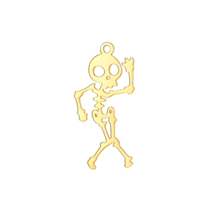 Detailed view of polished 18K gold stainless steel skeleton pendant for DIY jewelry