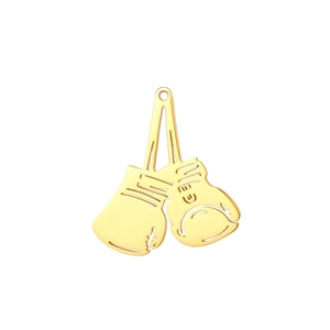 Pendentif gants de boxe en acier inoxydable or 18K avec design ajouré pour création bijoux