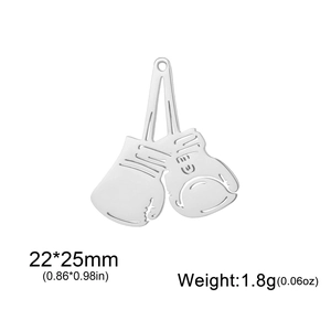 Pendentif gants de boxe en acier inoxydable poli 22x25mm pour bijoux DIY