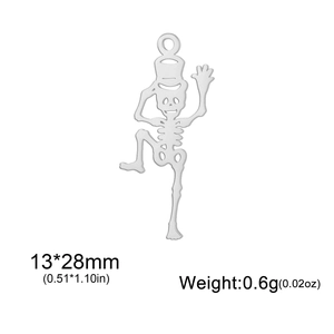 Dancing skeleton charm pendant in 18K gold plated stainless steel for DIY jewelry