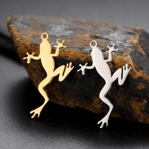 Stainless Steel Frog Pendant Animal Charm For DIY Jewelry Making Necklace Bracelet Earrings Small Frog Hanging Accessory