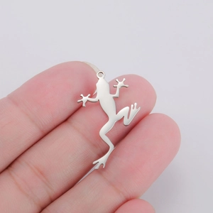 Polished stainless steel frog pendant charm for DIY jewelry necklaces and earrings
