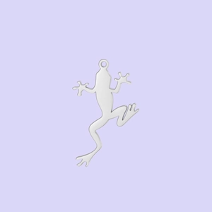 Polished silver gecko pendant charm in stainless steel with integrated hanging hole
