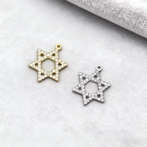 Star of David pendants in gold and silver finish with sparkling rhinestones for jewelry