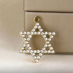 Star of David pendant in gold finish with sparkling crystal stones for jewelry making