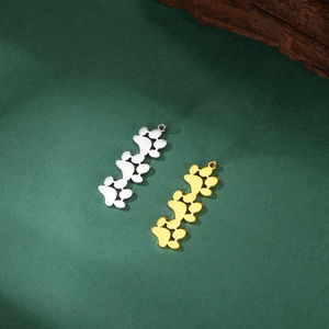 Minimalist stainless steel animal paw print pendants in gold and silver finish