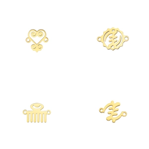 Roestvrijstalen Afrikaanse Adinkra-symboolbedeltjes Connectoren Voor Het Maken Van Sieraden DIY Armband Etnisch Totem