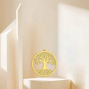 Pendentif Arbre de Vie doré en acier inoxydable évidé pour bijoux DIY